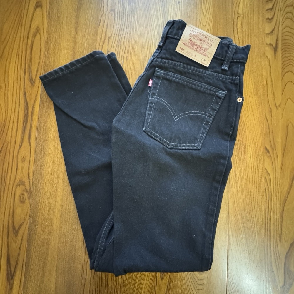 Vintage Y2K Levi's 550 Relaxed Fit Tapered Leg Black Denim Jeans Women's 9 Med